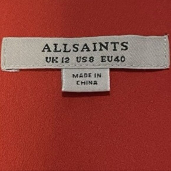 All Saints Dela Jasmine Red Floral True Wrap Midi Dress Ruffle US 8 - Picture 11 of 15